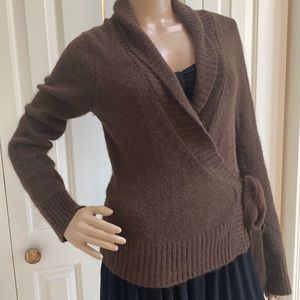Zara Womens Large Brown Wrap Sweater. So soft and so cute.